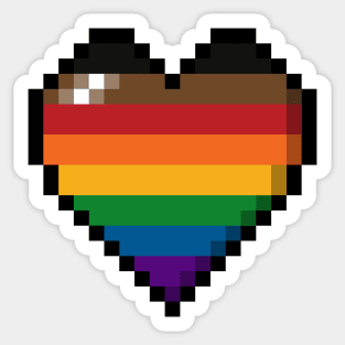 Large Pixel Heart Design in Inclusive Rainbow Pride Flag Colors Sticker